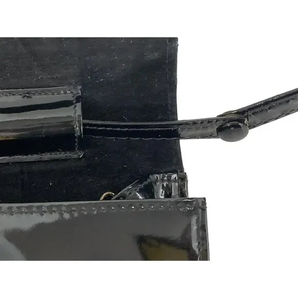 70's 80s Black Italian Patent Leather Shoulder Bag ClutchItaly